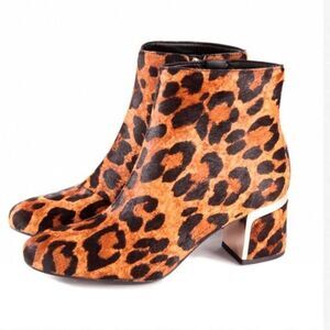 DKNY Cow Fur Leopard Print Corrie Ankle Boot